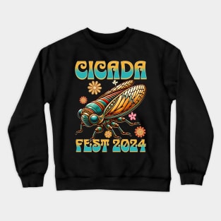 Cicada Fest 2024 - Vibrant Festival Cicada Artwork Design Crewneck Sweatshirt